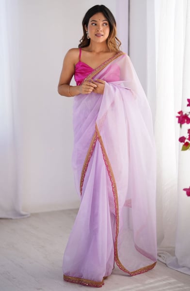Purple Party Wear Saree