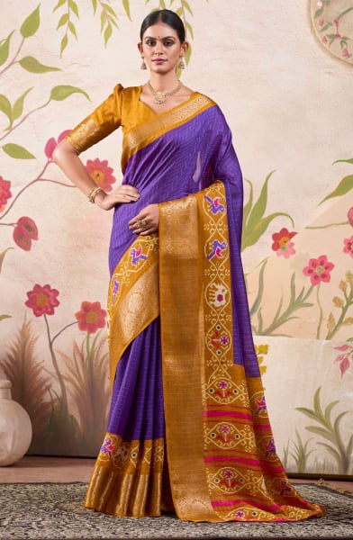 Purple Patola Printed Saree for Festival