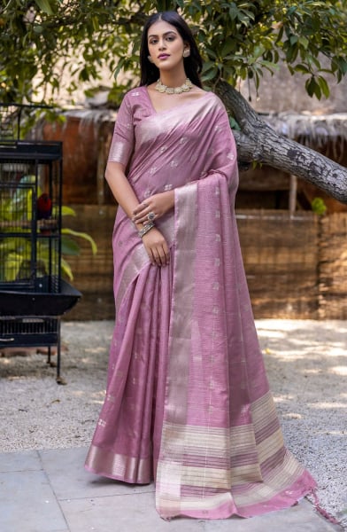 Purple Pure Cotton Zari Woven Saree