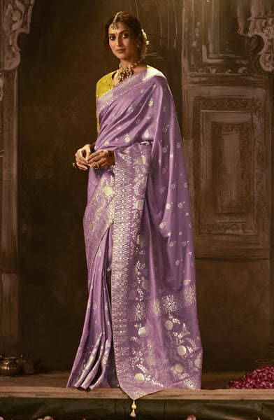 Purple Pure Dola Silk Woven Saree