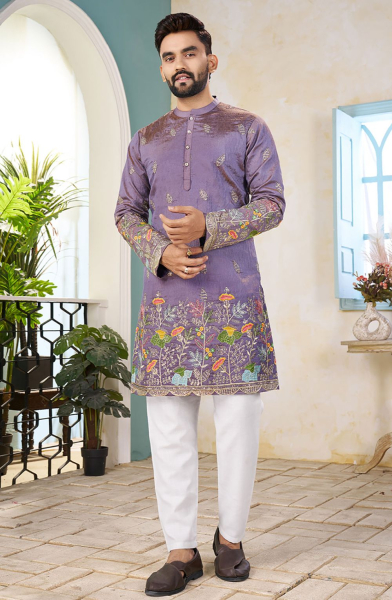 Purple Sequins Embroidered Kurta for Ceremonial