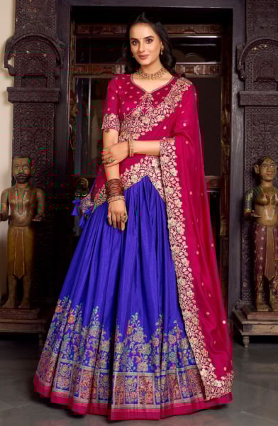 Purple Silk Party Wear Lehenga Choli Set