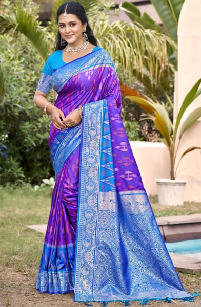 Purple Silk Woven Work Saree
