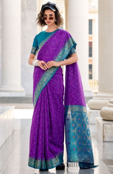 Purple Soft Ikkat Concept Silk Saree
