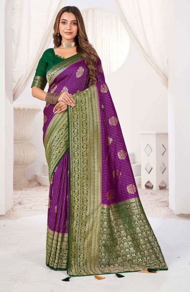 Purple Viscose Crepe Party Wear Saree