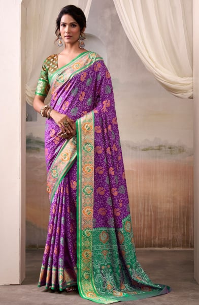 Purple Woven Patola Silk Saree
