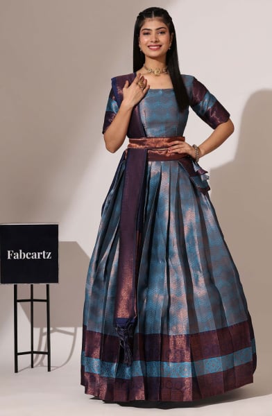 Rama Green Art Silk Lehenga Choli for Festival