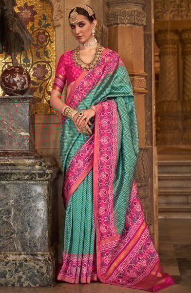 Rama Green Banarasi Weaving Silk Saree for Wedding