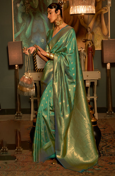 Rama Green Handloom Weaving Silk Saree