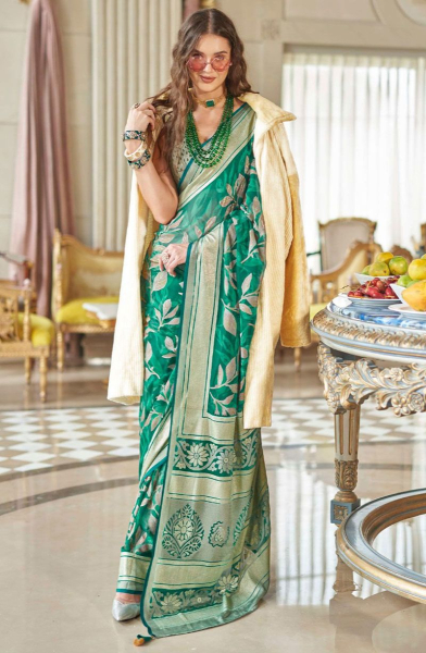 Rama Green Viscose Georgette Saree for Party