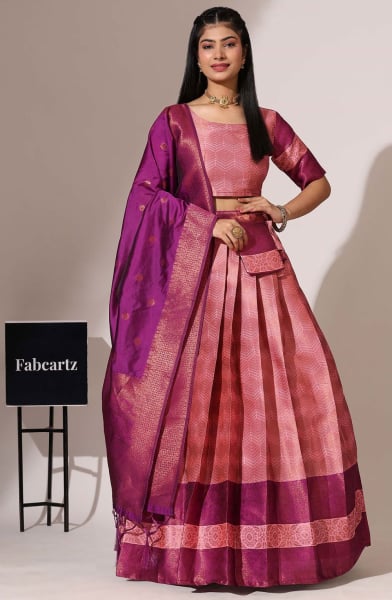 Rani Pink Art Silk Lehenga Choli for Festival