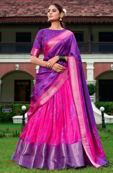 Rani Pink Dola Silk Party Wear Lehenga Choli Set
