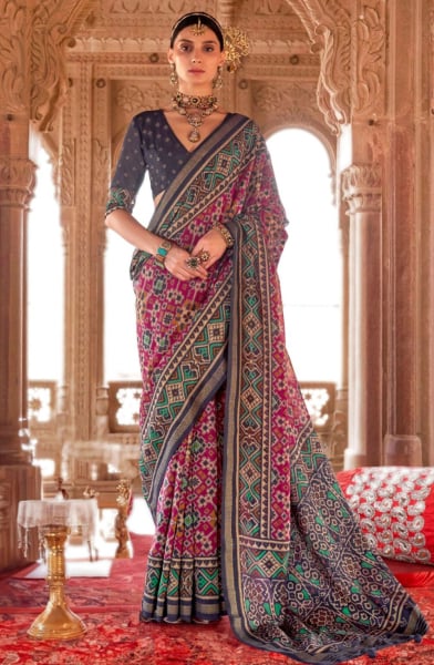 Rani Pink Georgette Party Wear Saree