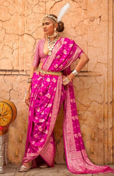Rani Pink Georgette Saree for Festival