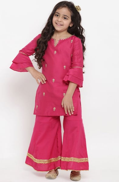 Rani Pink Rayon Palazzo Kameez for Girls