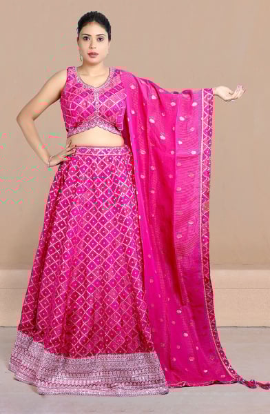 Rani Pink Readymade Lehenga Choli Set