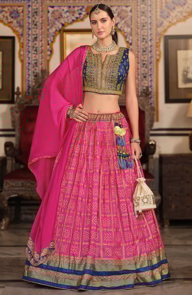 Rani Pink Silk Designer Readymade Lehenga Choli