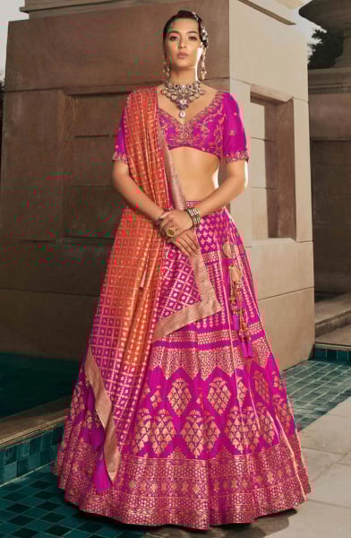 Rani Pink Silk Readymade Designer Lehenga Choli