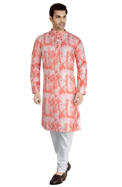 Red Festival Wear Kurta Pyjama Set