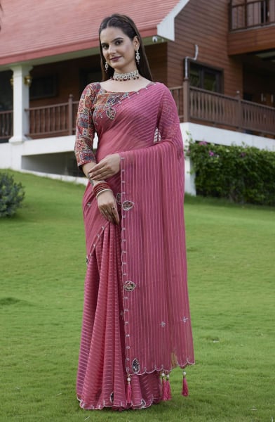 Red Georgette Party Wear Saree