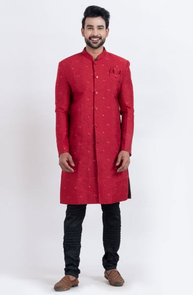 Red Heavy Designer Indo Western Outfit