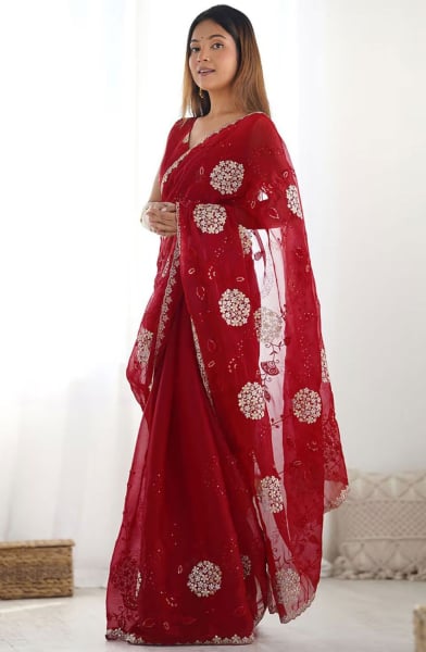 Red Party Wear Saree