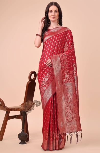 Red Silk Zari Woven Saree