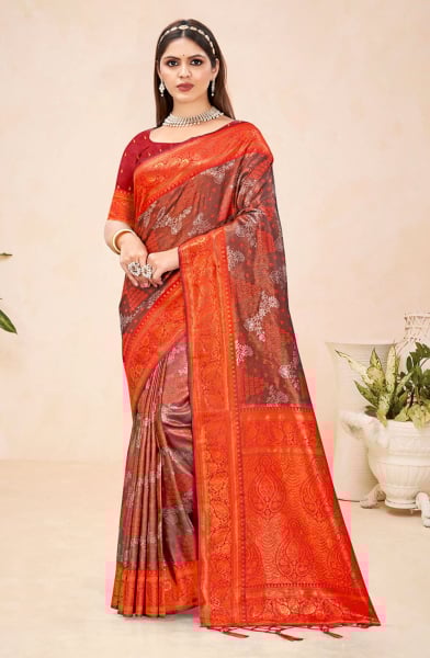 Red Silk Zari Woven Saree