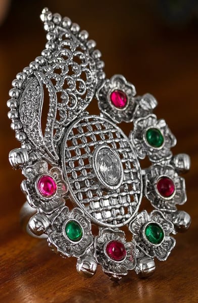 Silver Stones Studded Ring