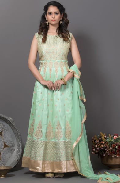 Pastel Green Silk Gown