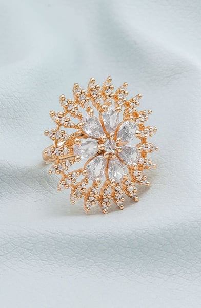 Rose Gold Studded Finger Ring
