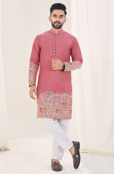 Rose Pink Sequins Embroidered Kurta for Ceremonial