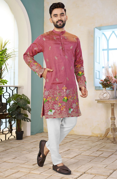 Rouge Pink Sequins Embroidered Kurta for Ceremonial