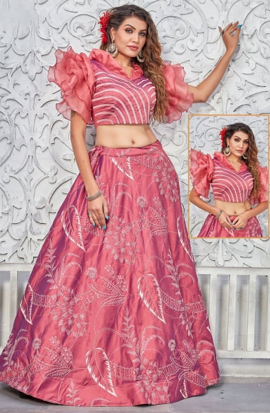Rough Pink Readymade Designer Lehenga Choli Set