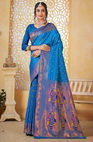 Royal Blue Jacquard Work Paithani Silk Saree