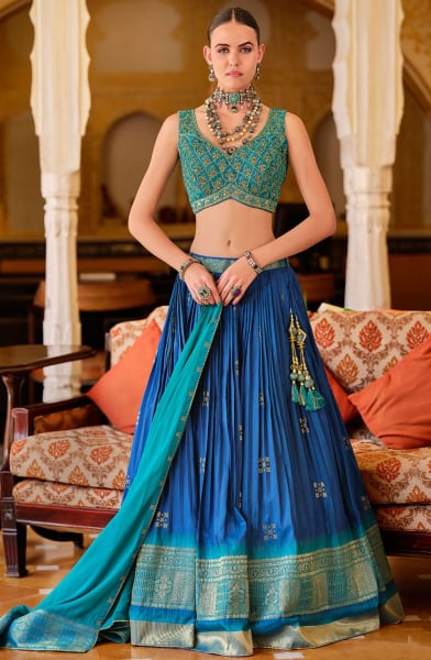 Royal Blue Silk Designer Readymade Lehenga Choli