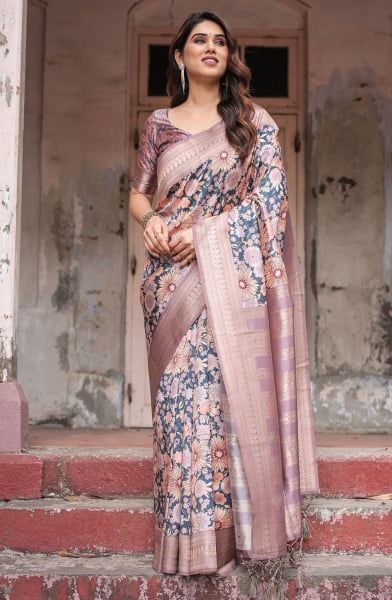 Royal Navy Blue Banarasi Silk Saree