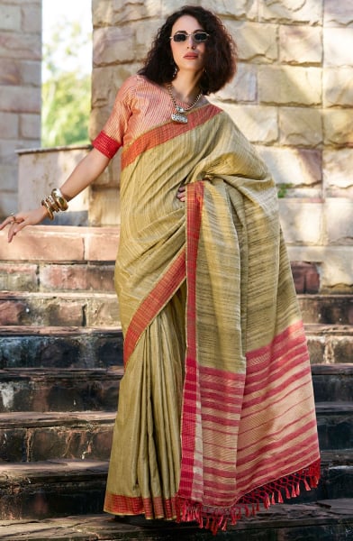 Sage Green Pure Handloom Katan Saree