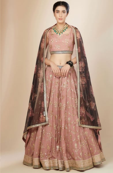 Salmon Pink Georgette Heavy Designer Lehenga Choli Set for Wedding
