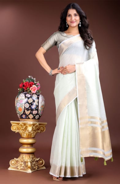 Sea Green Cotton Saree