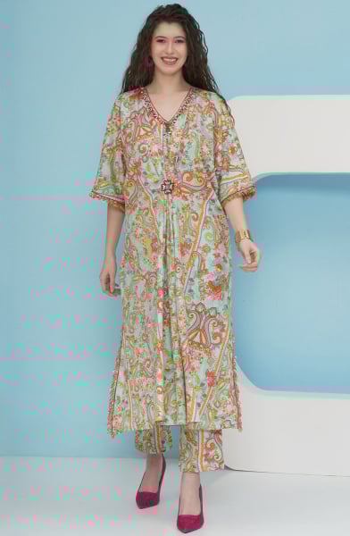 Sea Green Hand Embellished Stylish Kurta Set