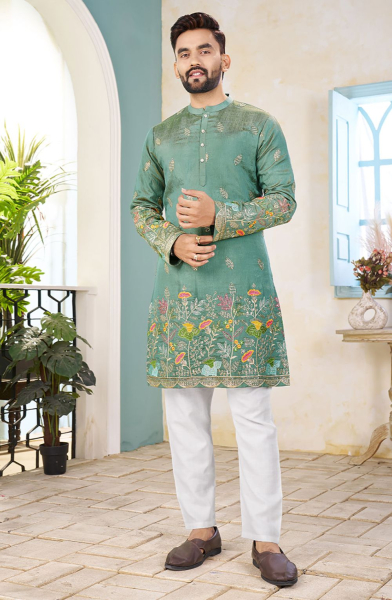 Sea Green Sequins Embroidered Kurta for Ceremonial