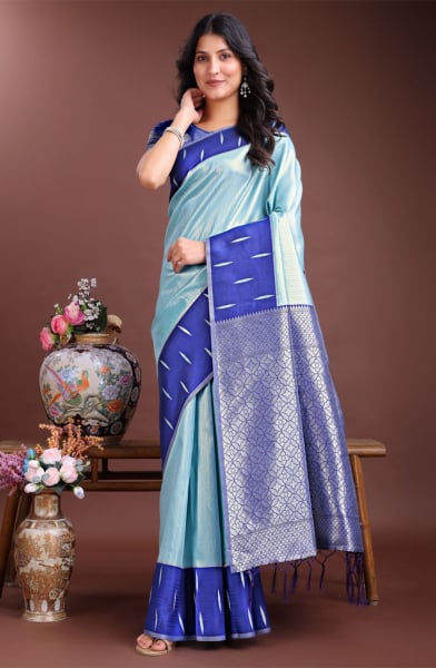 Sea Green Silk Woven Saree