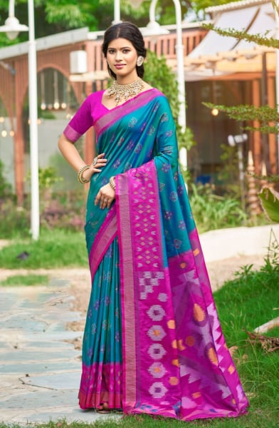 Sea Green Soft Silk Woven Saree for Festival