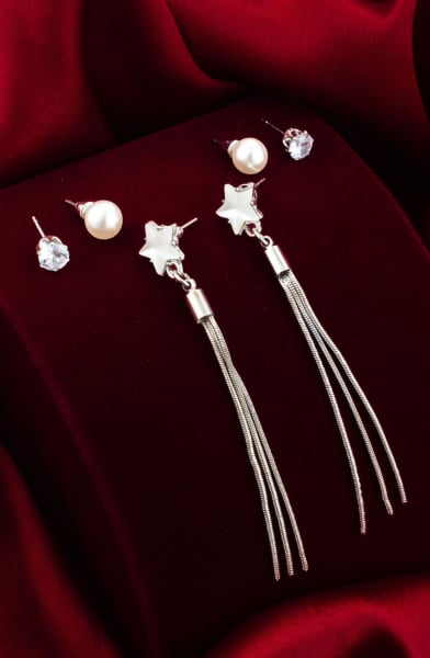 Silver Designer Studded Earrings