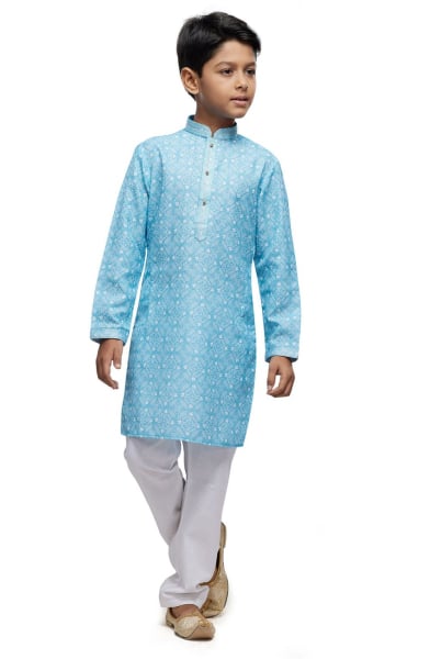 Sky Blue Boys Kurta Pyjama Set