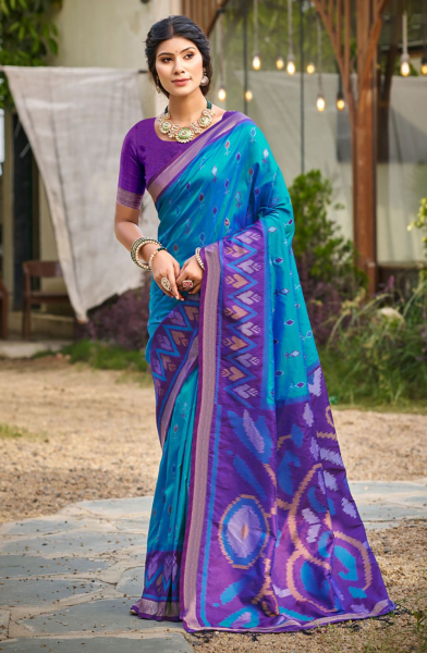 Sky Blue Soft Silk Woven Saree for Festival