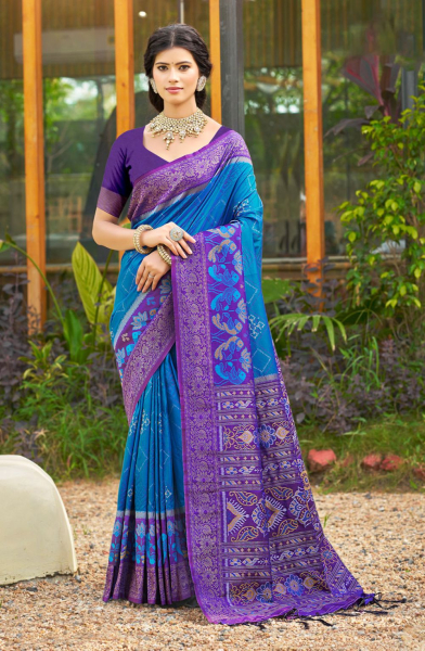 Sky Blue Soft Silk Woven Saree for Festival