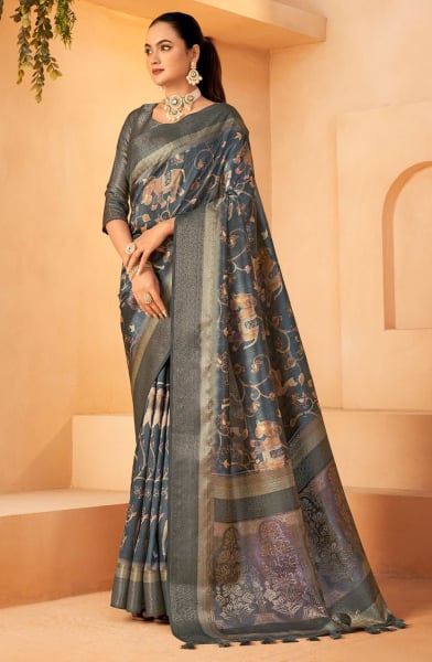Stunning Green Jacquard Silk with Pallu