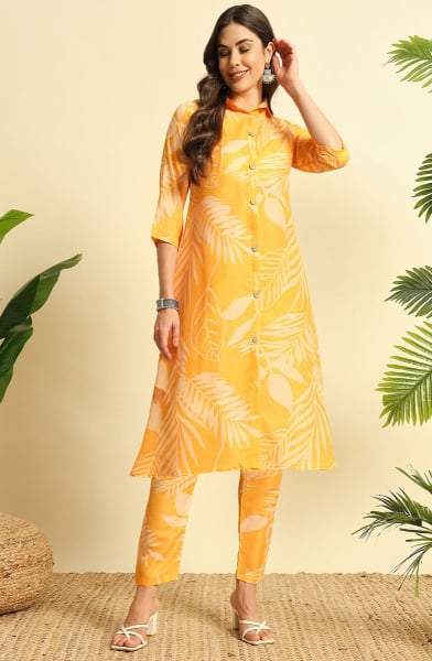 Sunny Yellow Digital Print Cotton Co-Ord Set